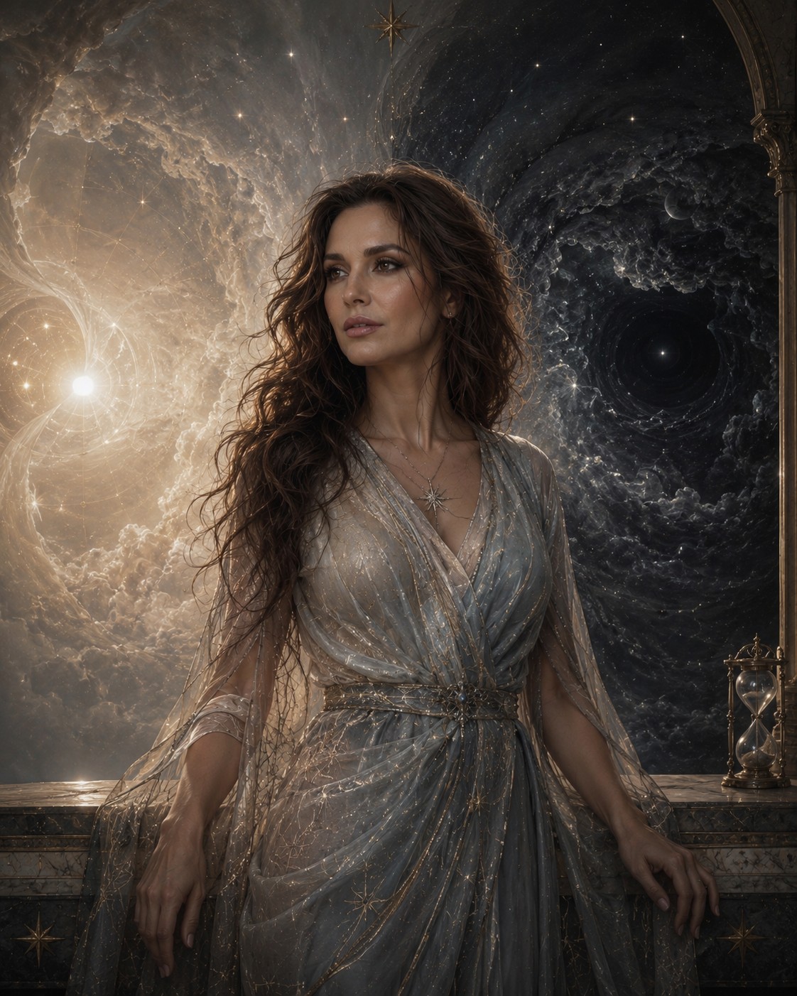 The Soul stands between two cosmic fields: radiance and void.