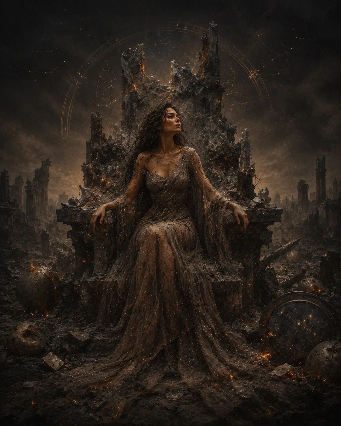 A throne made from ruin — a crown built from scars.