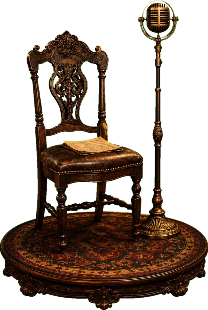 Living Voices — a chair and microphone