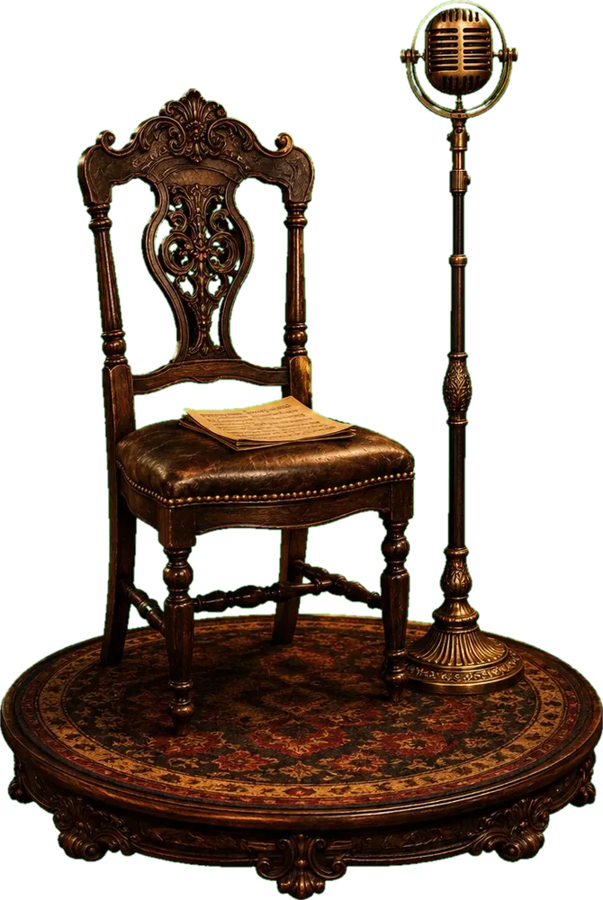 Living Voices — a chair and microphone